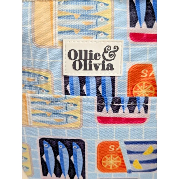 Ollie & Olivia Fish Design Insulated Lunch Box 2 Containers Cream Blue Gift NEW - Picture 4 of 10